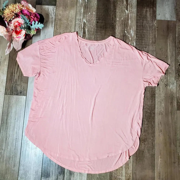 Time and True Dusty Rose Pink Women's V-Neck Tee Size XL 16-18 - Picture 1 of 10